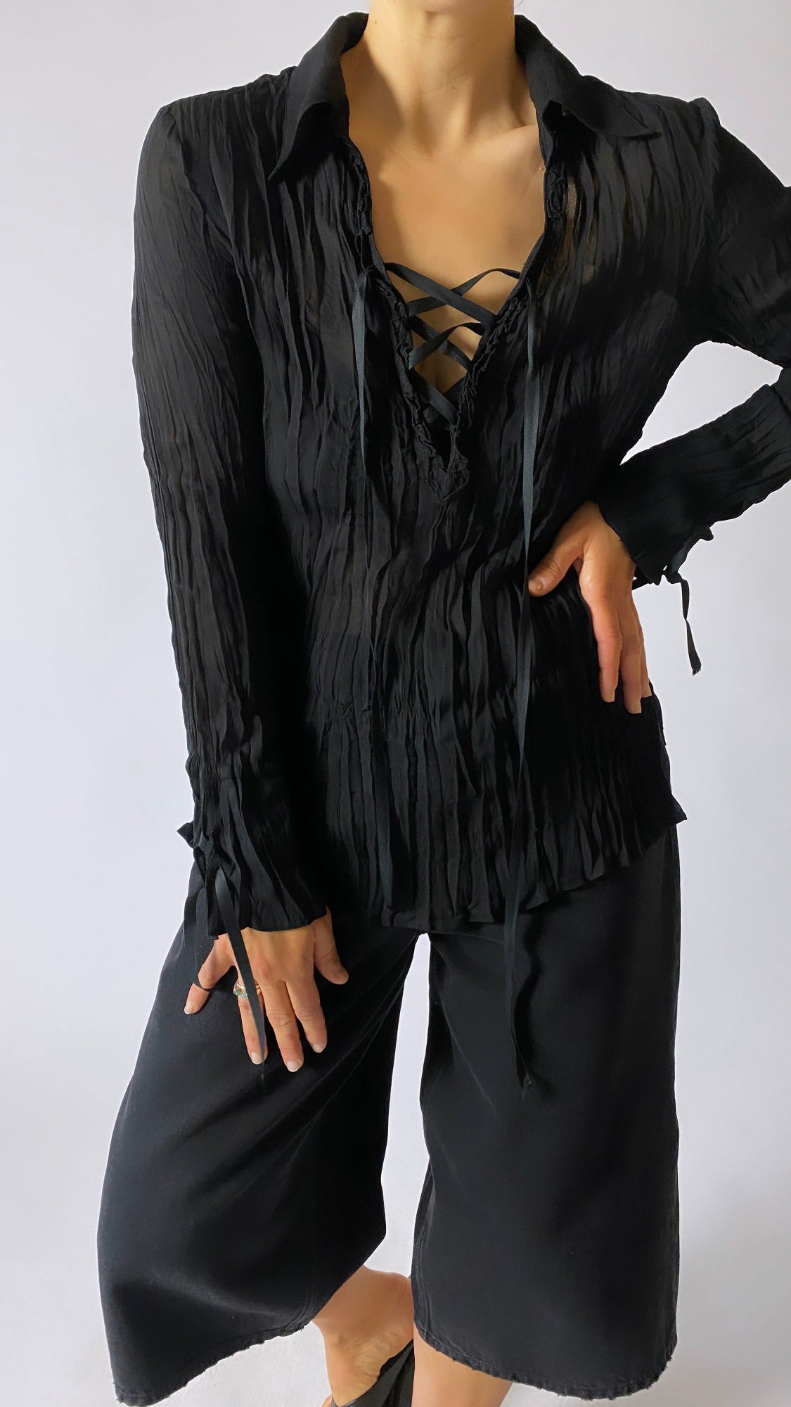 Sheer blouse black