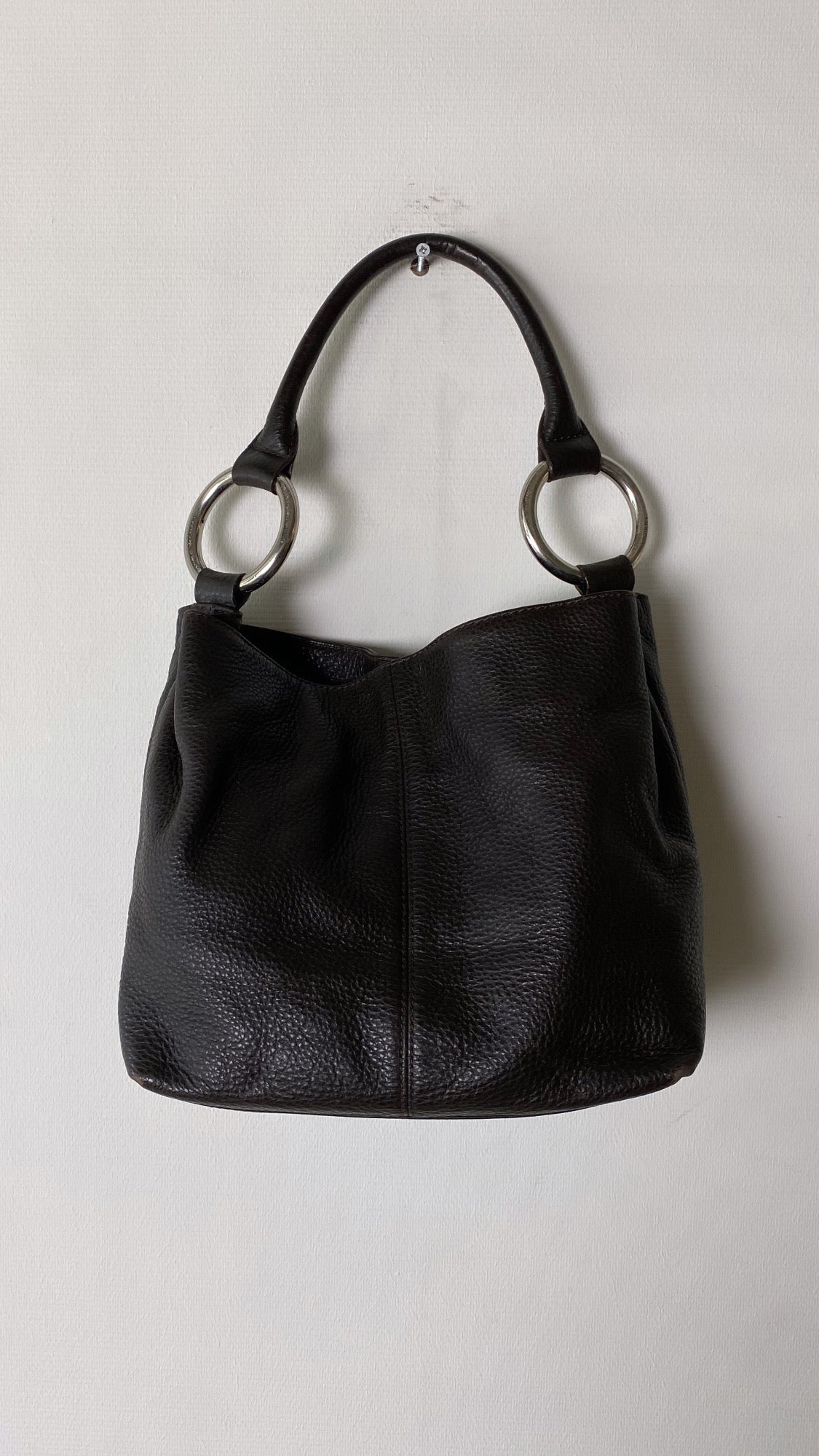 Leather shoulder bag dark brown