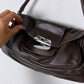 Leather shoulder bag dark brown