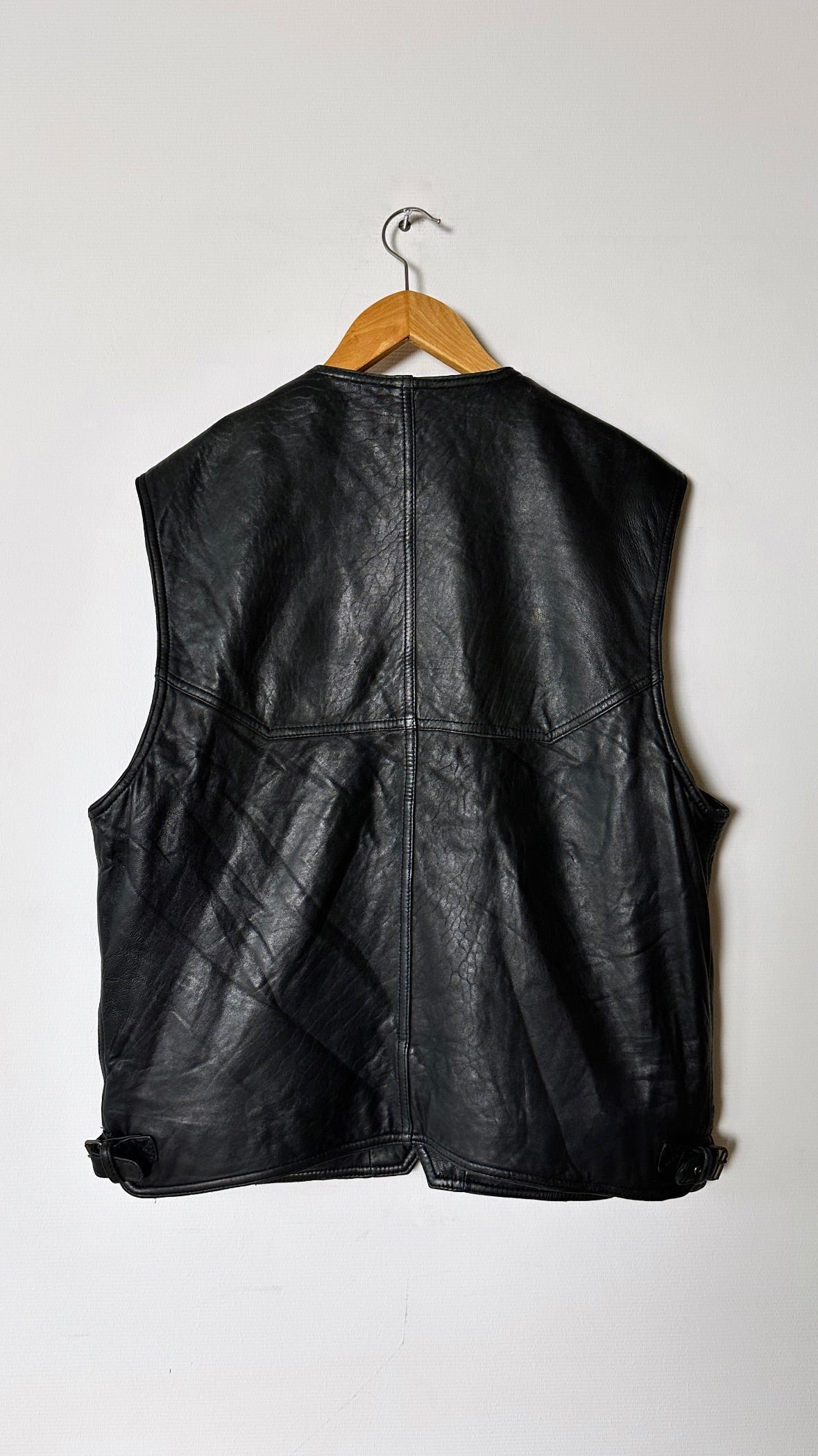 Oversized leather vest | Black