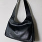 Minimalist leather shoulder bag black