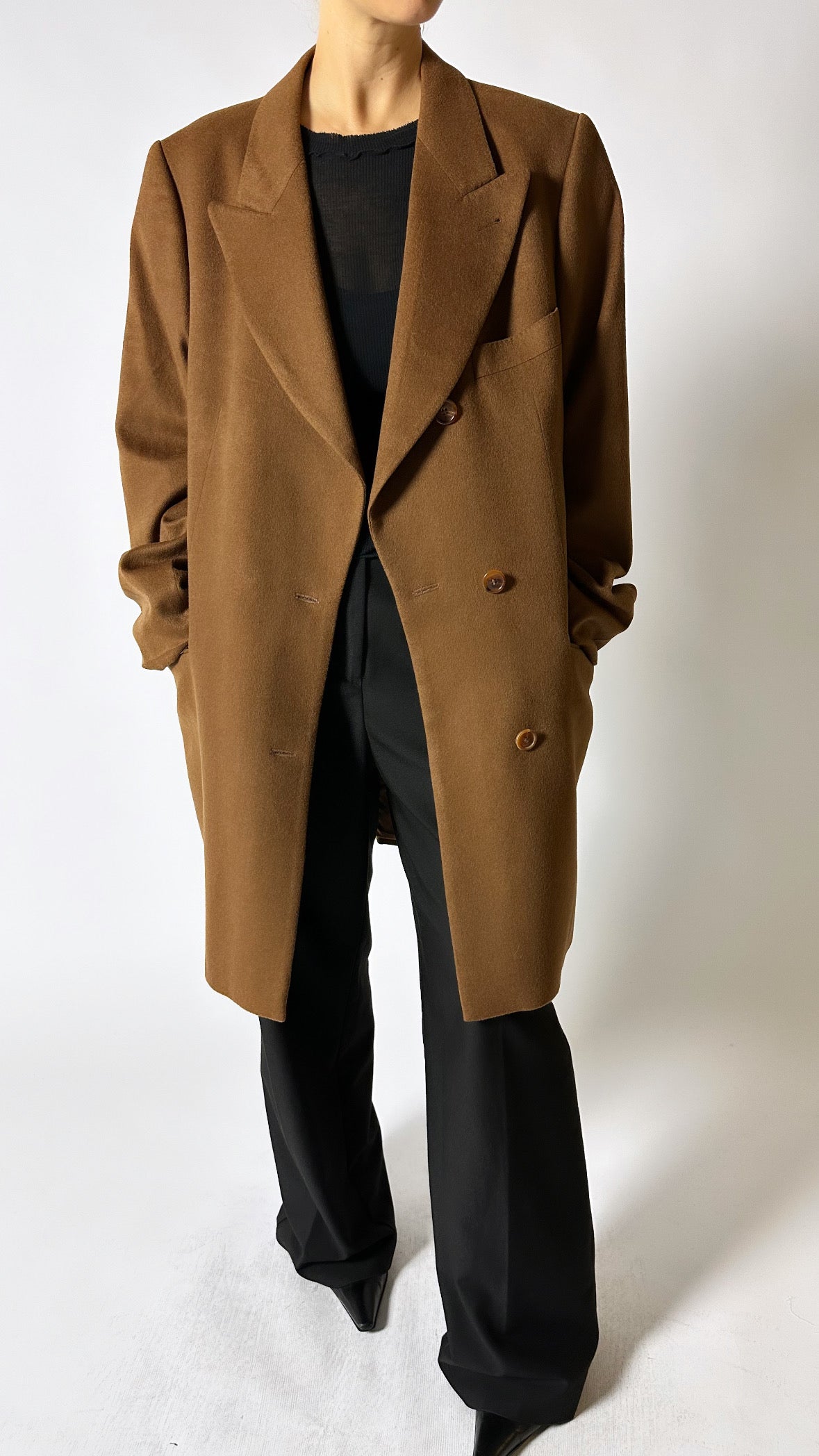 Cashmere blazer coat | Camel