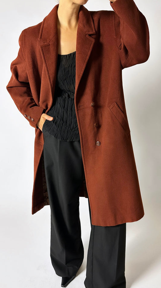 Long wool Angora coat | Brick