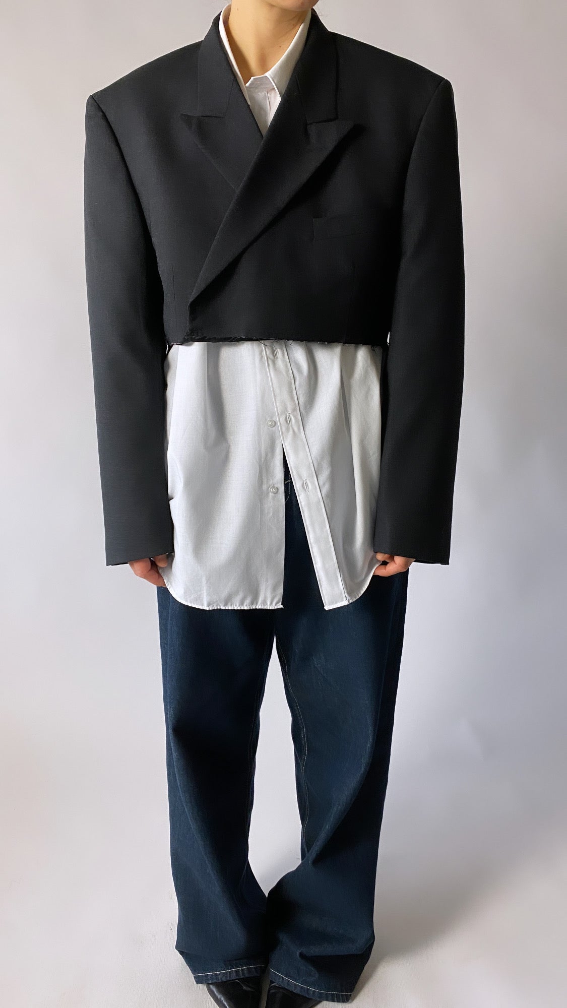 Cropped blazer black - Upcycled