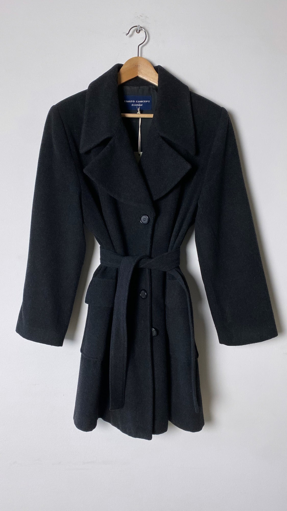 Belted wool coat dark grey