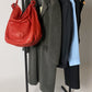 Leather tote bag red