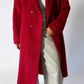 Double-breasted wool coat | Red