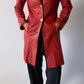 Leather coat brigth red