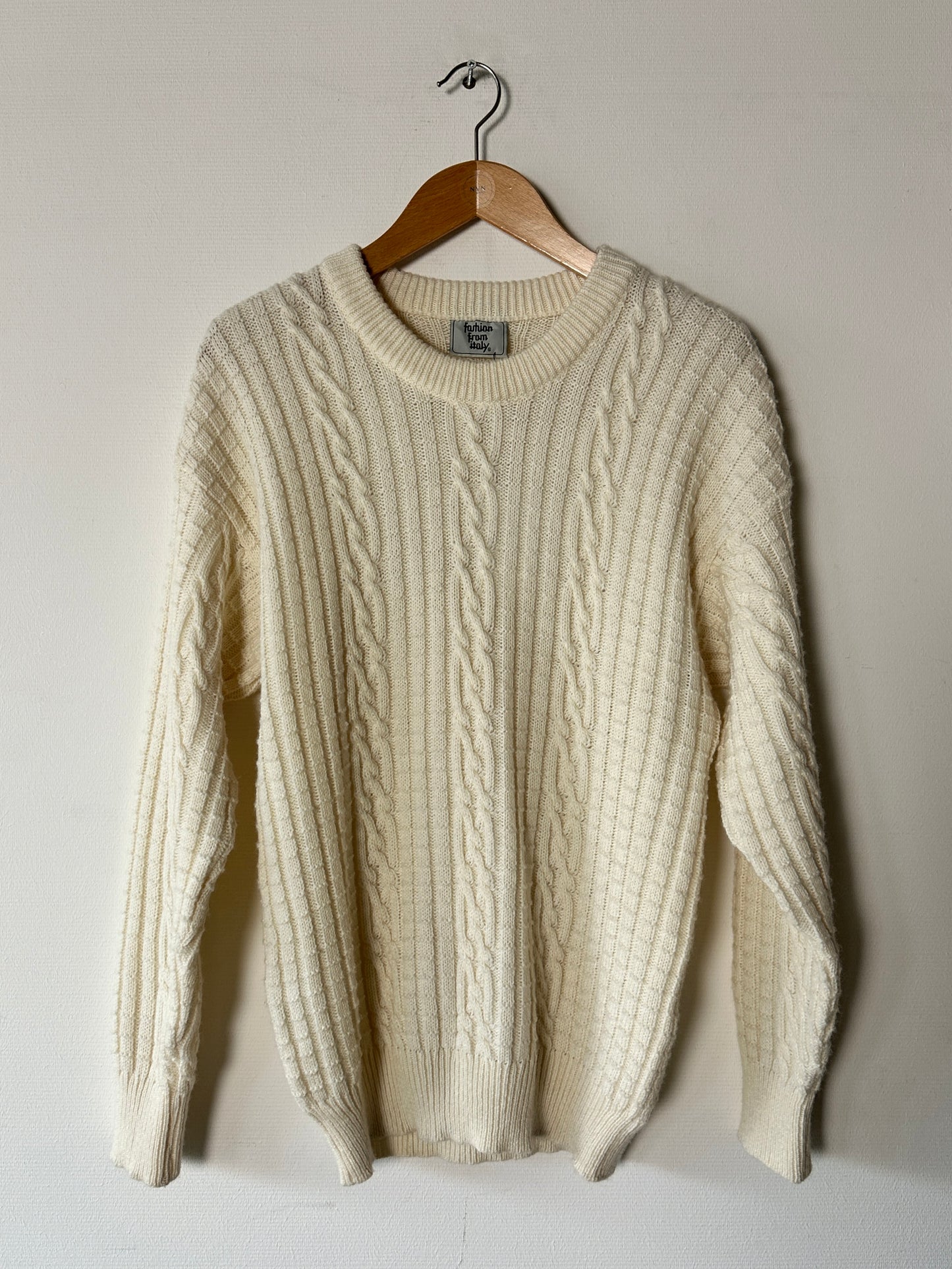 Wool blend cable sweater | Ivory