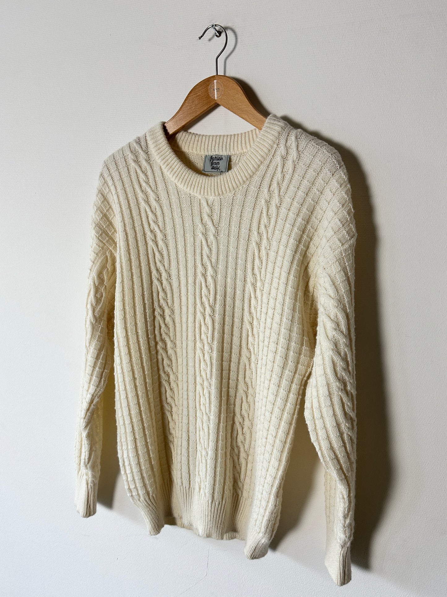 Wool blend cable sweater | Ivory