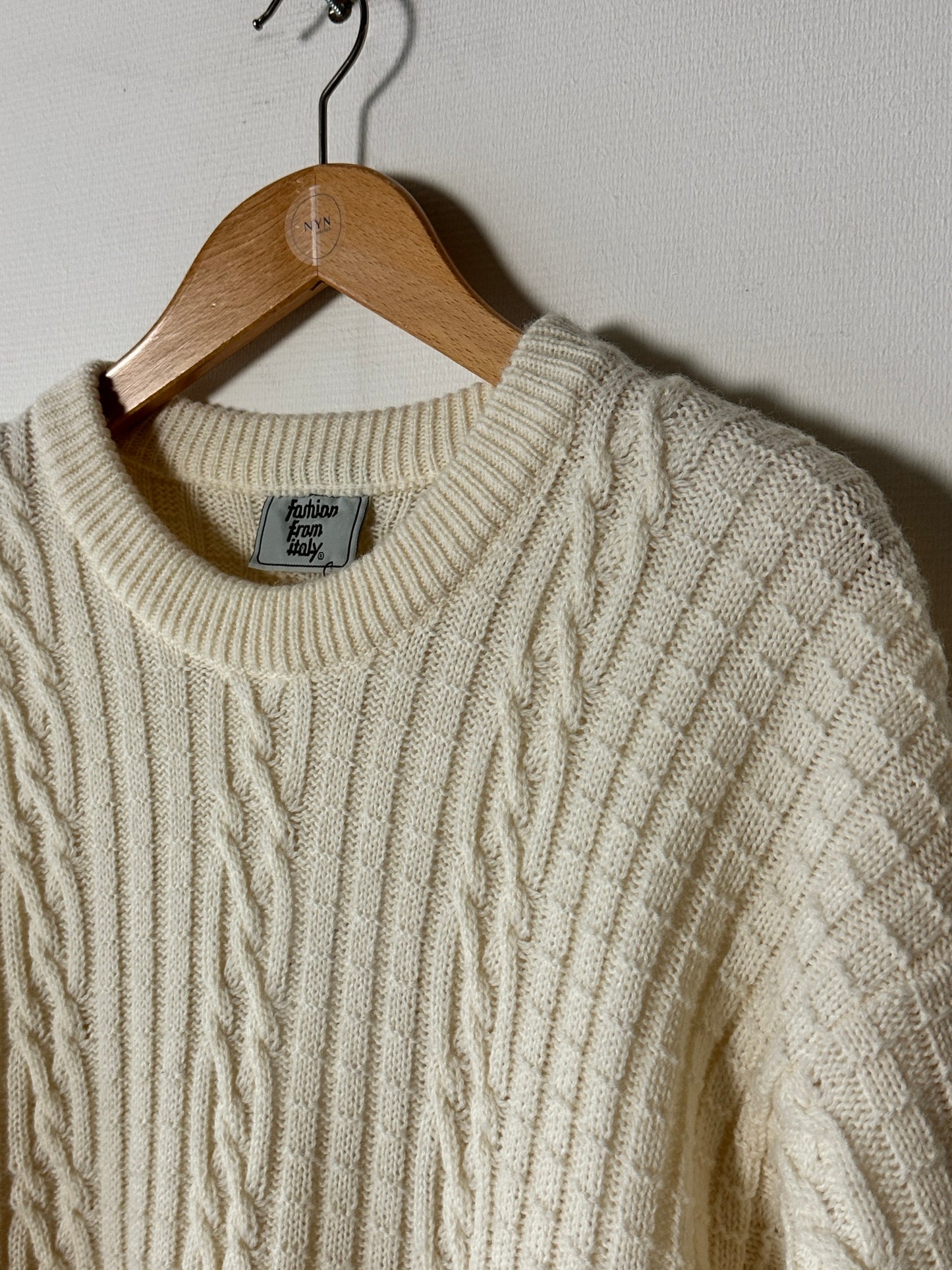 Wool blend cable sweater | Ivory