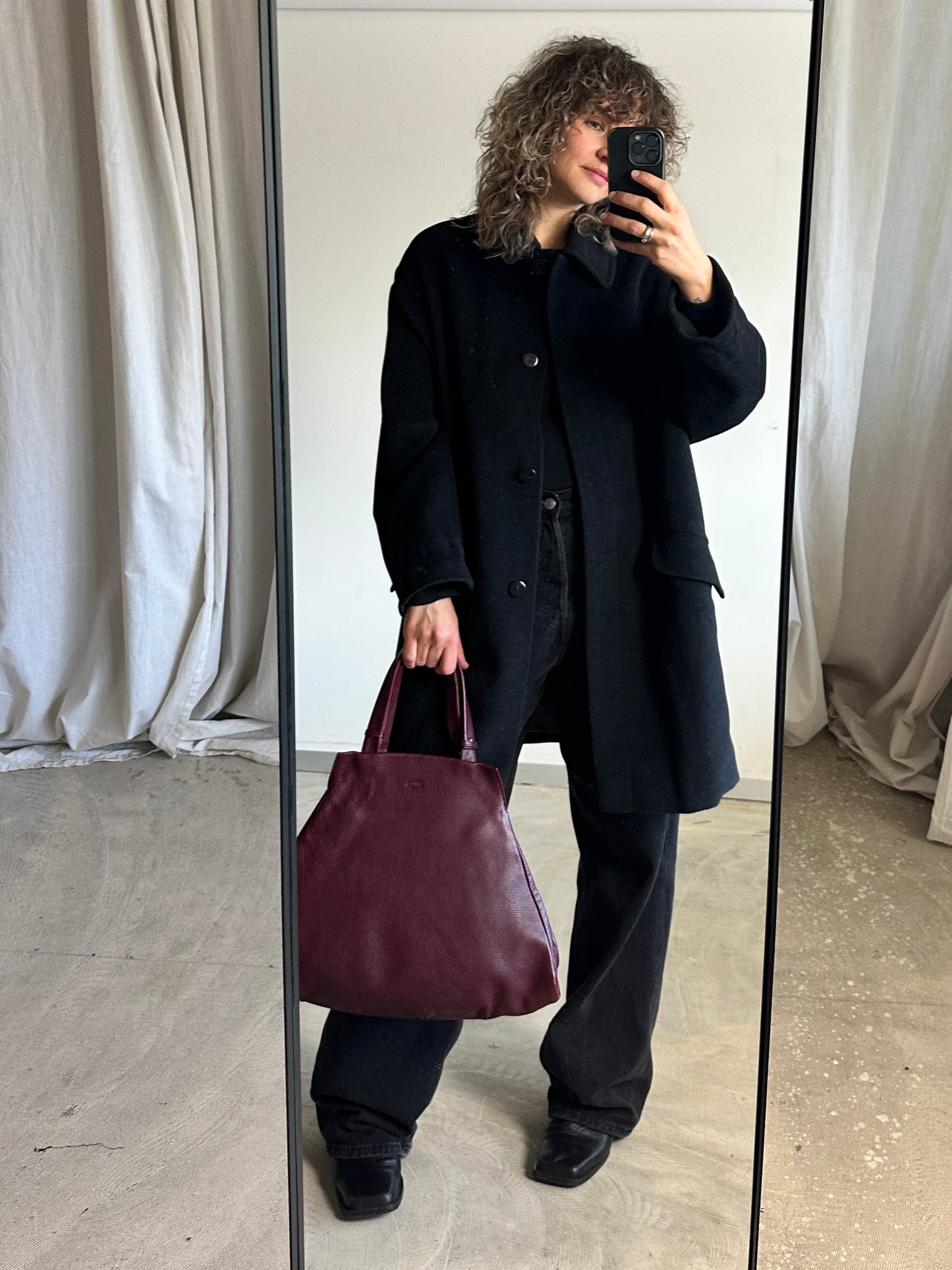 Leather tote bag | Bordeaux