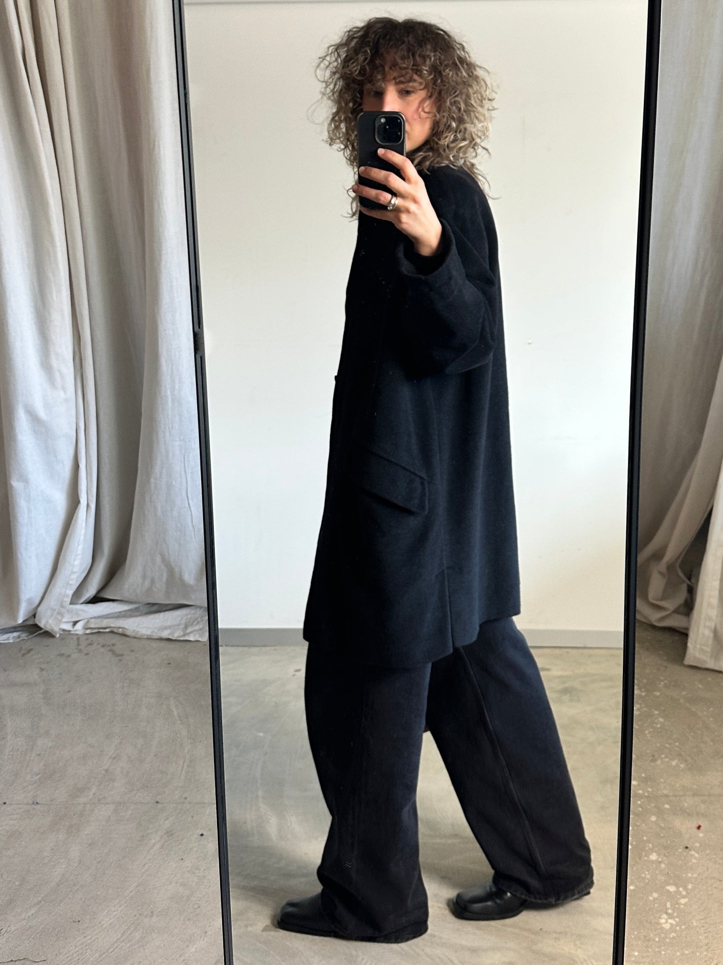 Wool Angora coat | Black