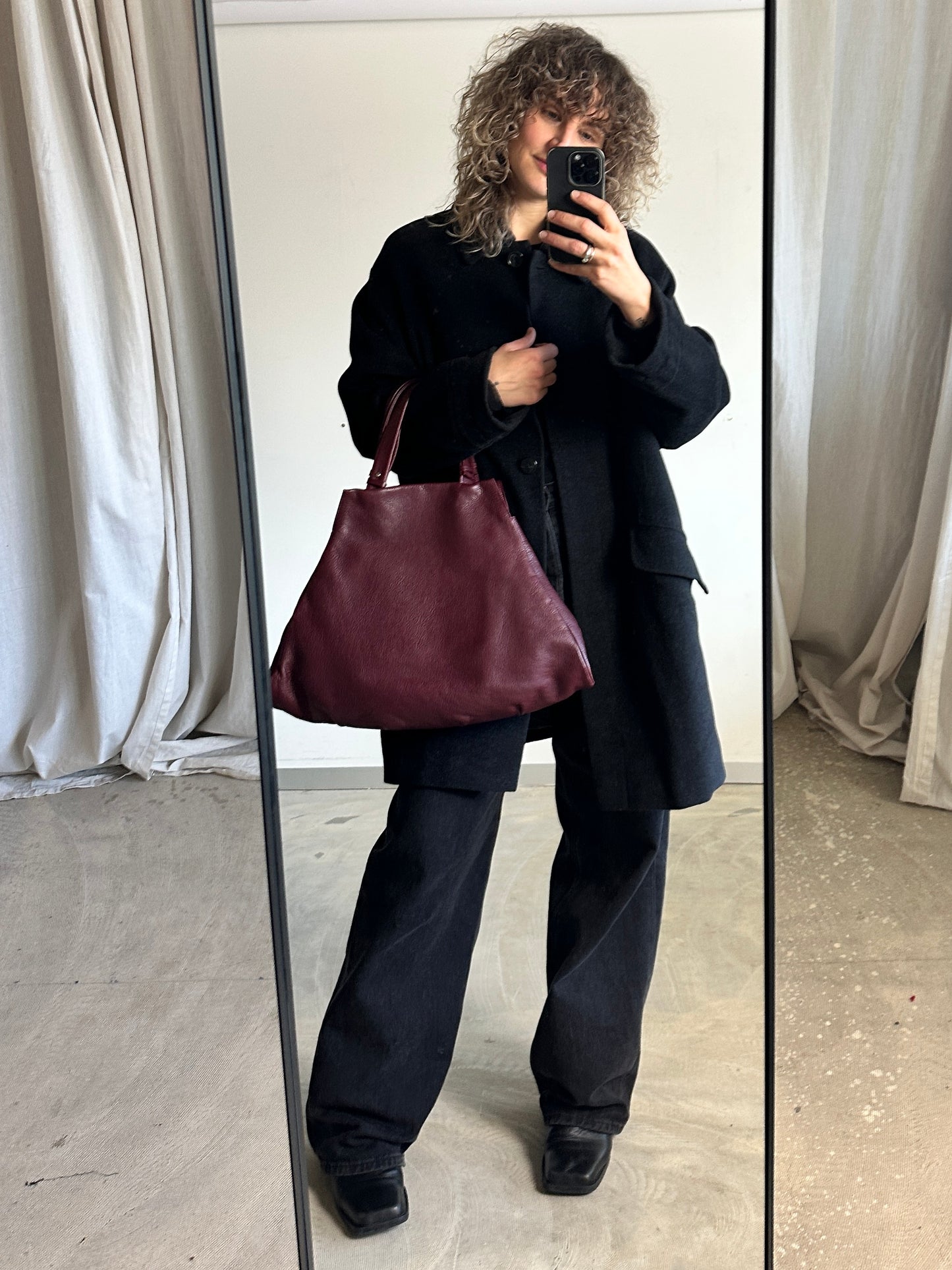 Leather tote bag | Bordeaux