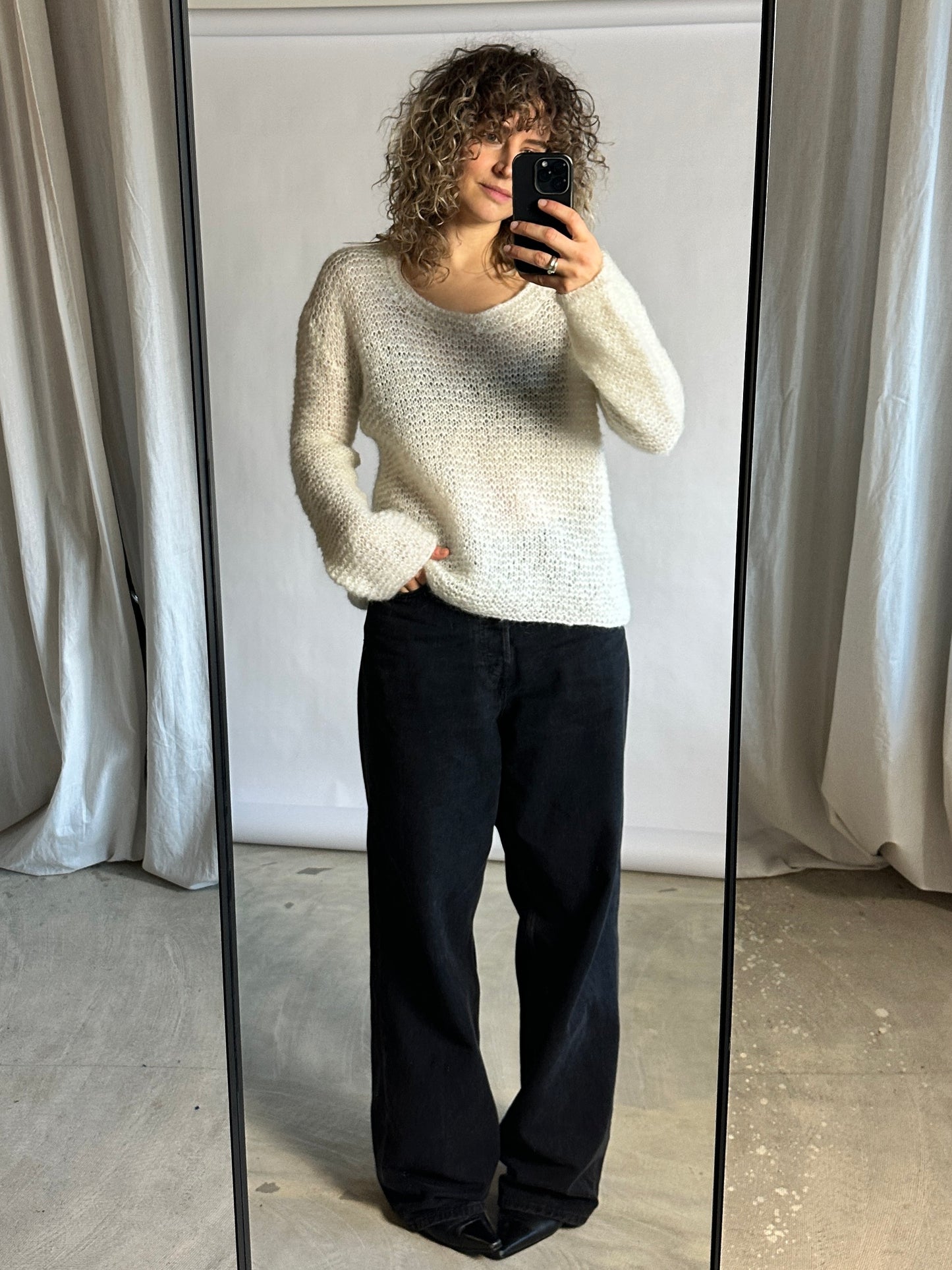 Hand knitted mohair sweater | Off white