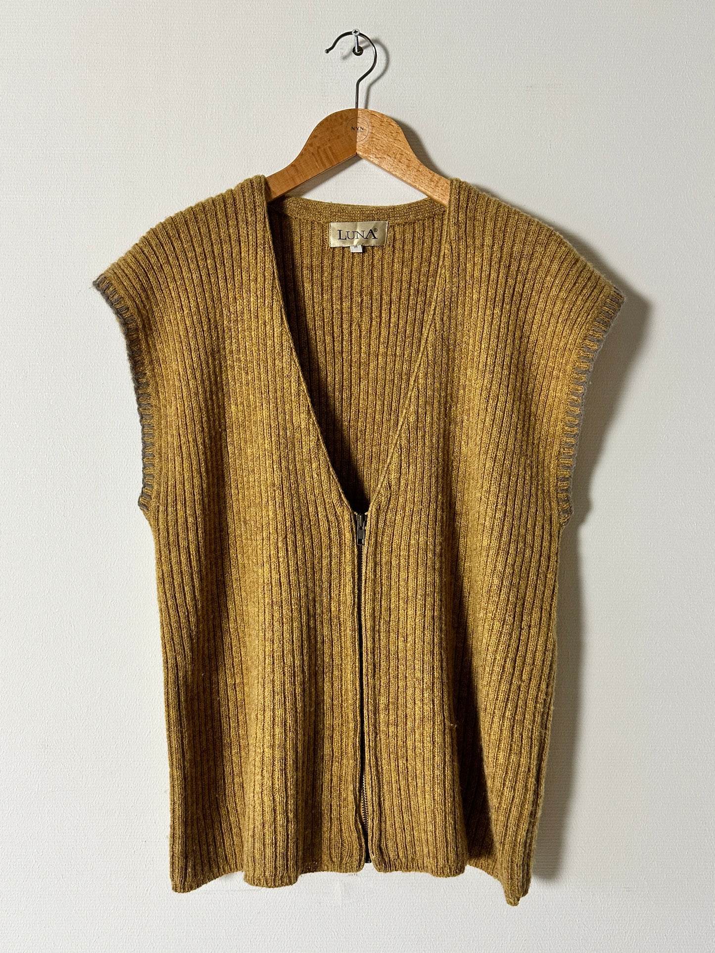 Wool zip vest | Ochre