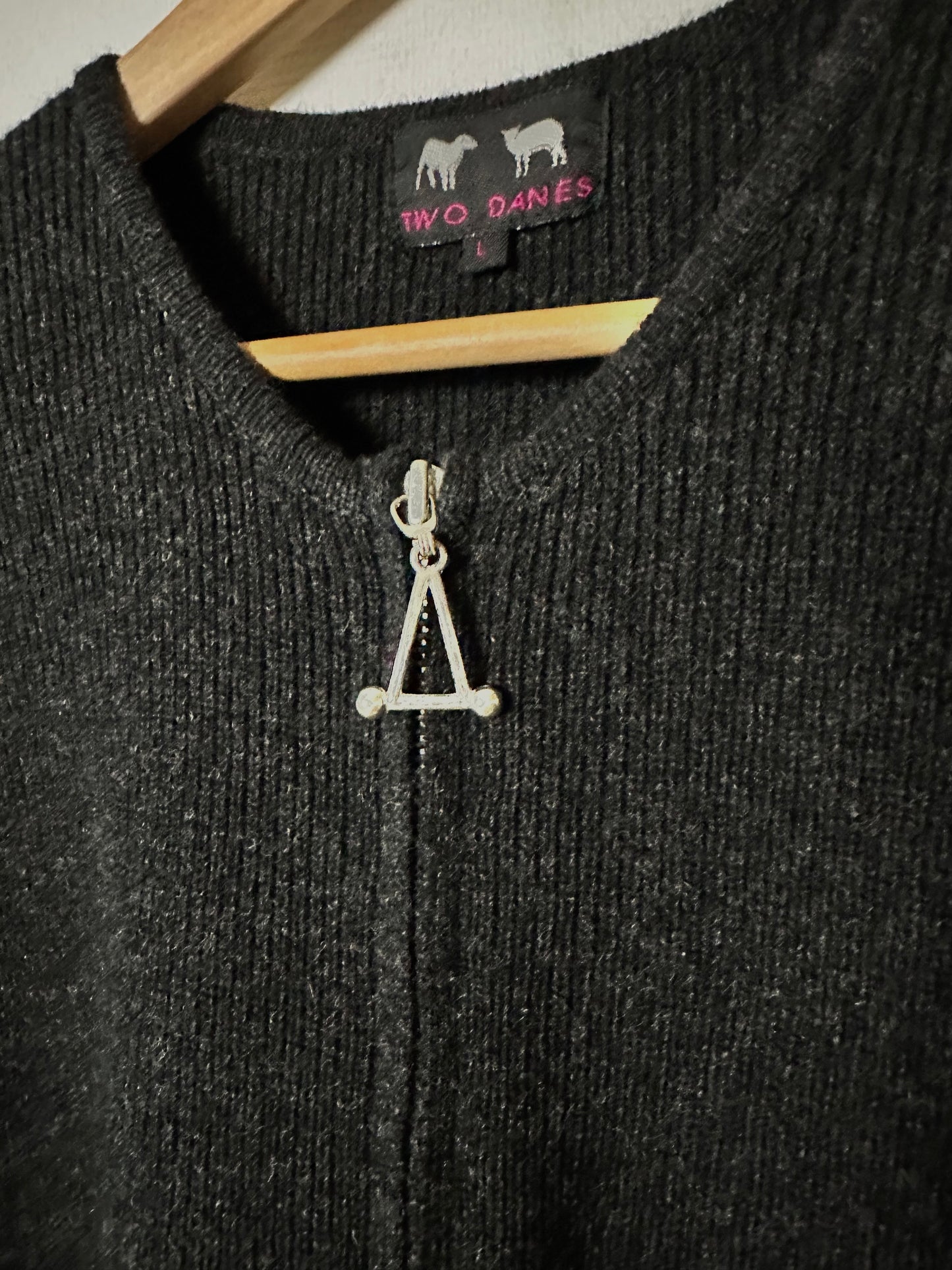 Zip wool cardigan | Black