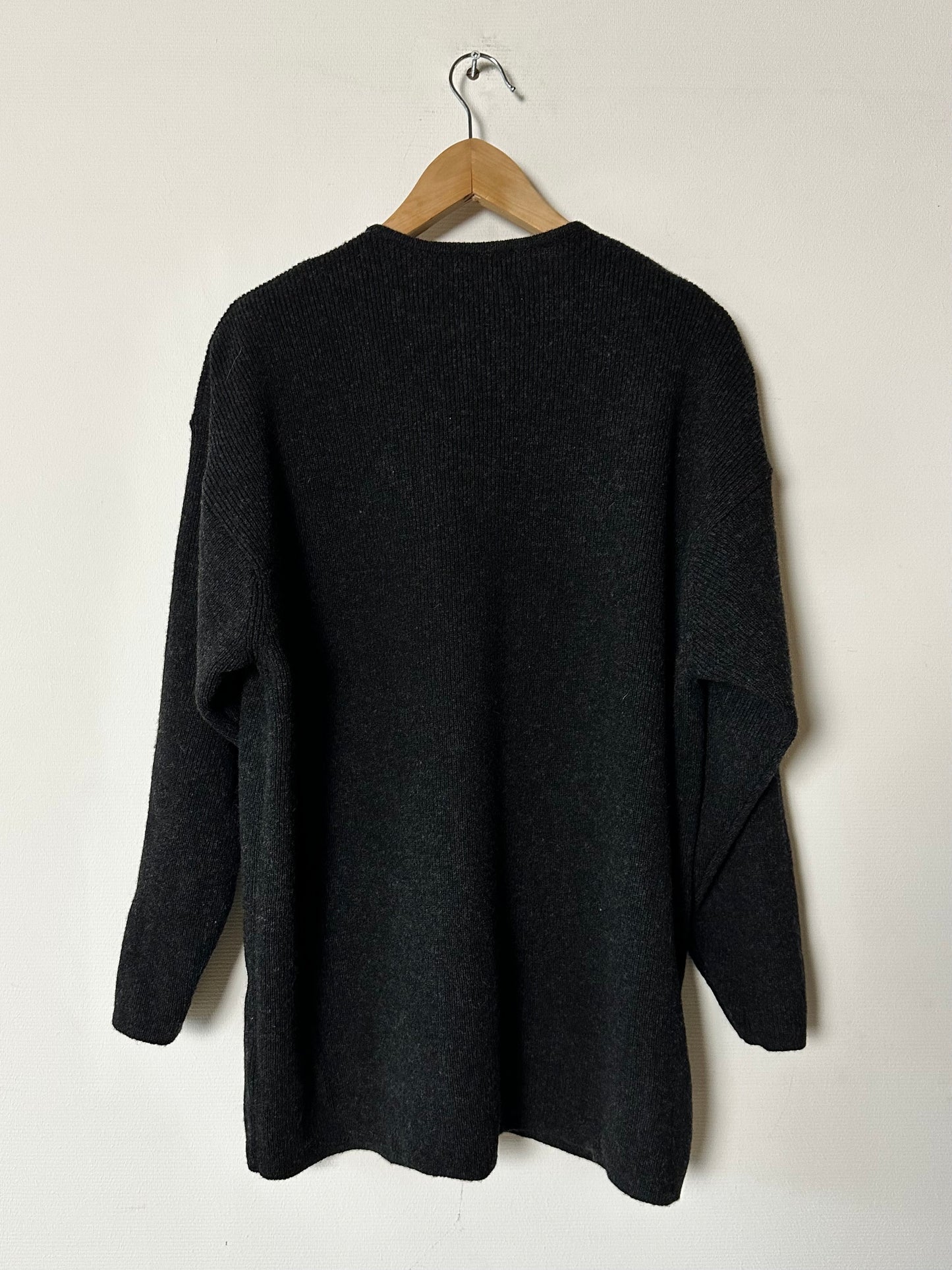 Zip wool cardigan | Black