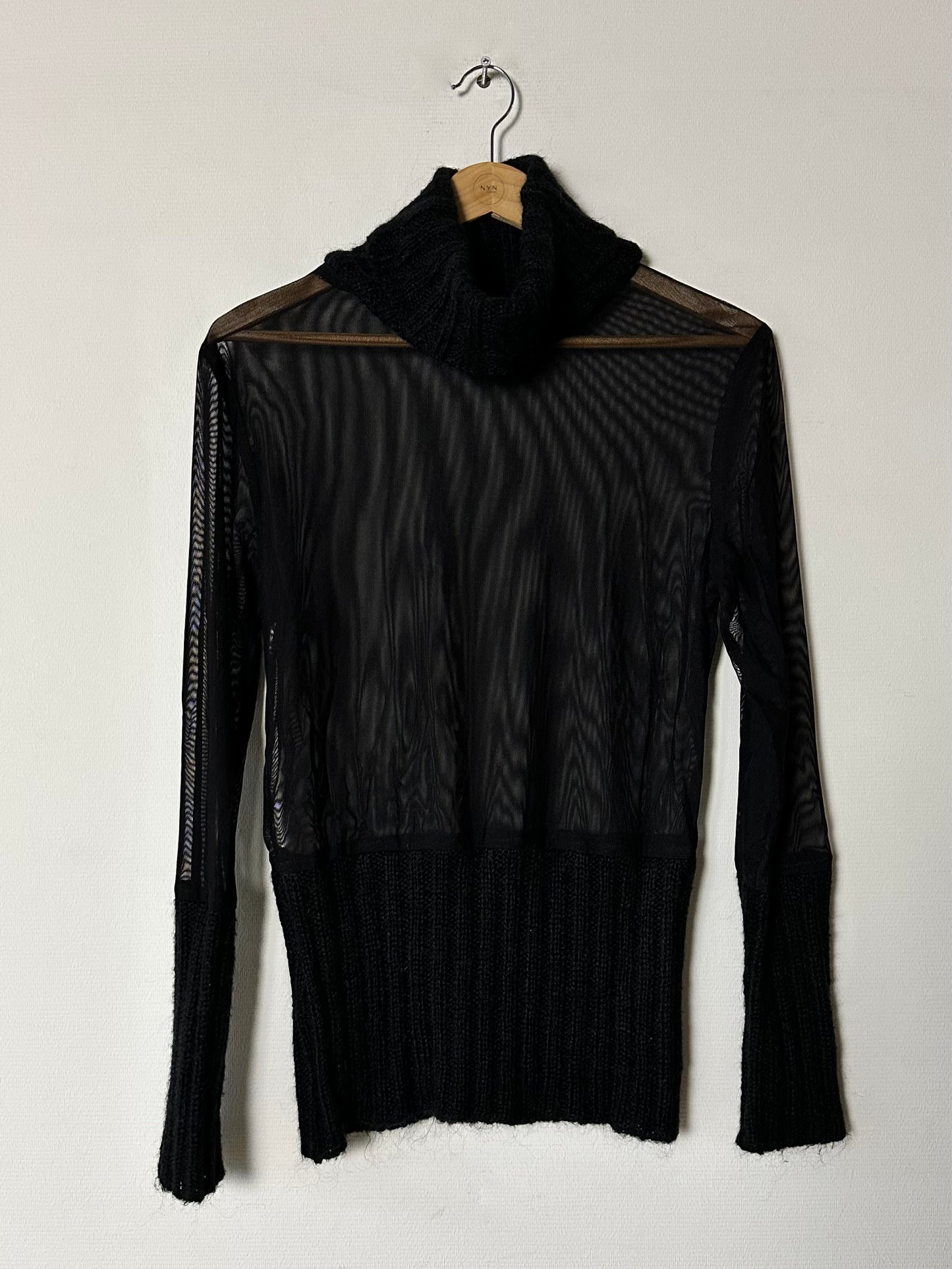 Sheer / wool turtleneck | Black