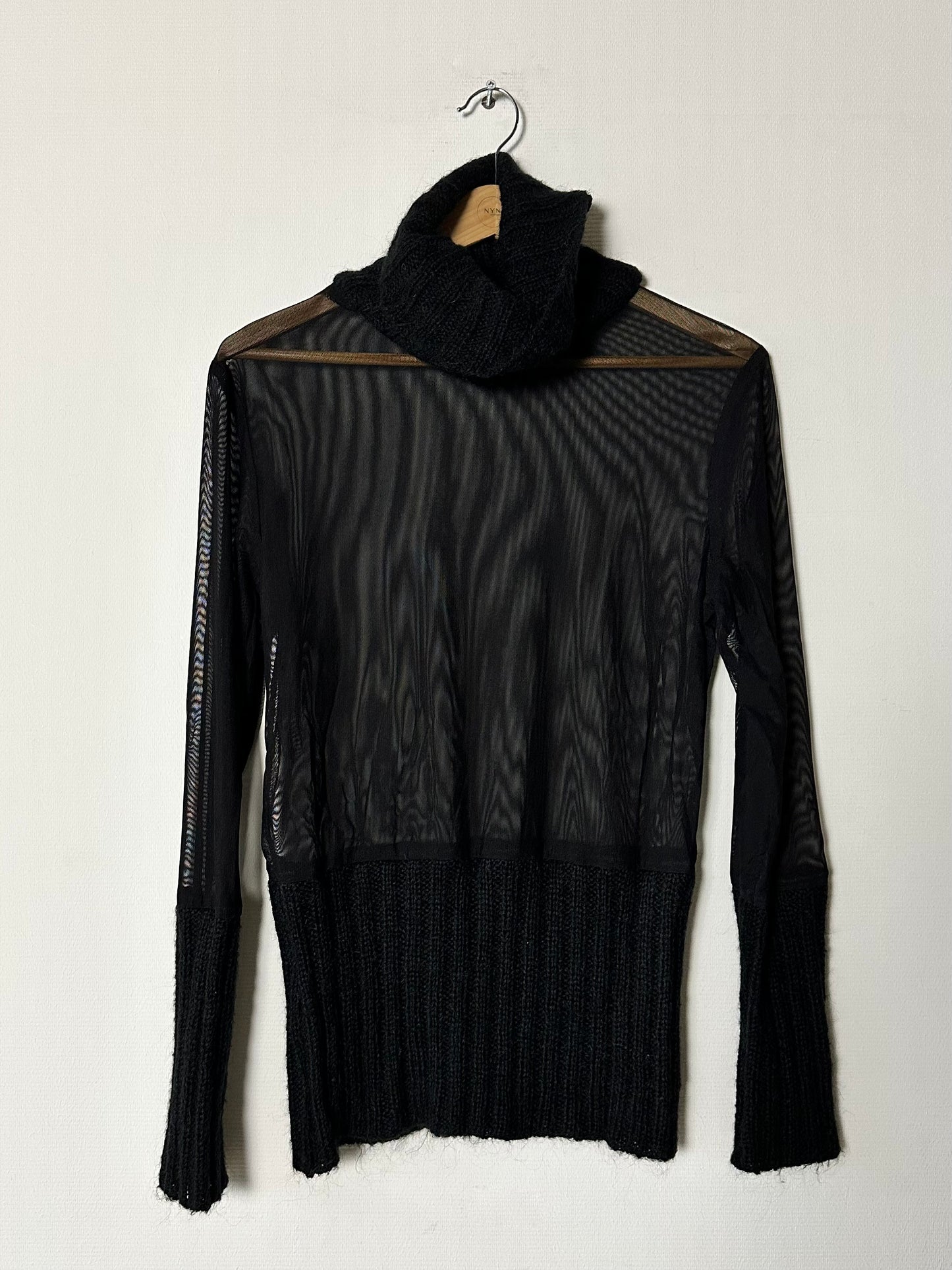 Sheer / wool turtleneck | Black