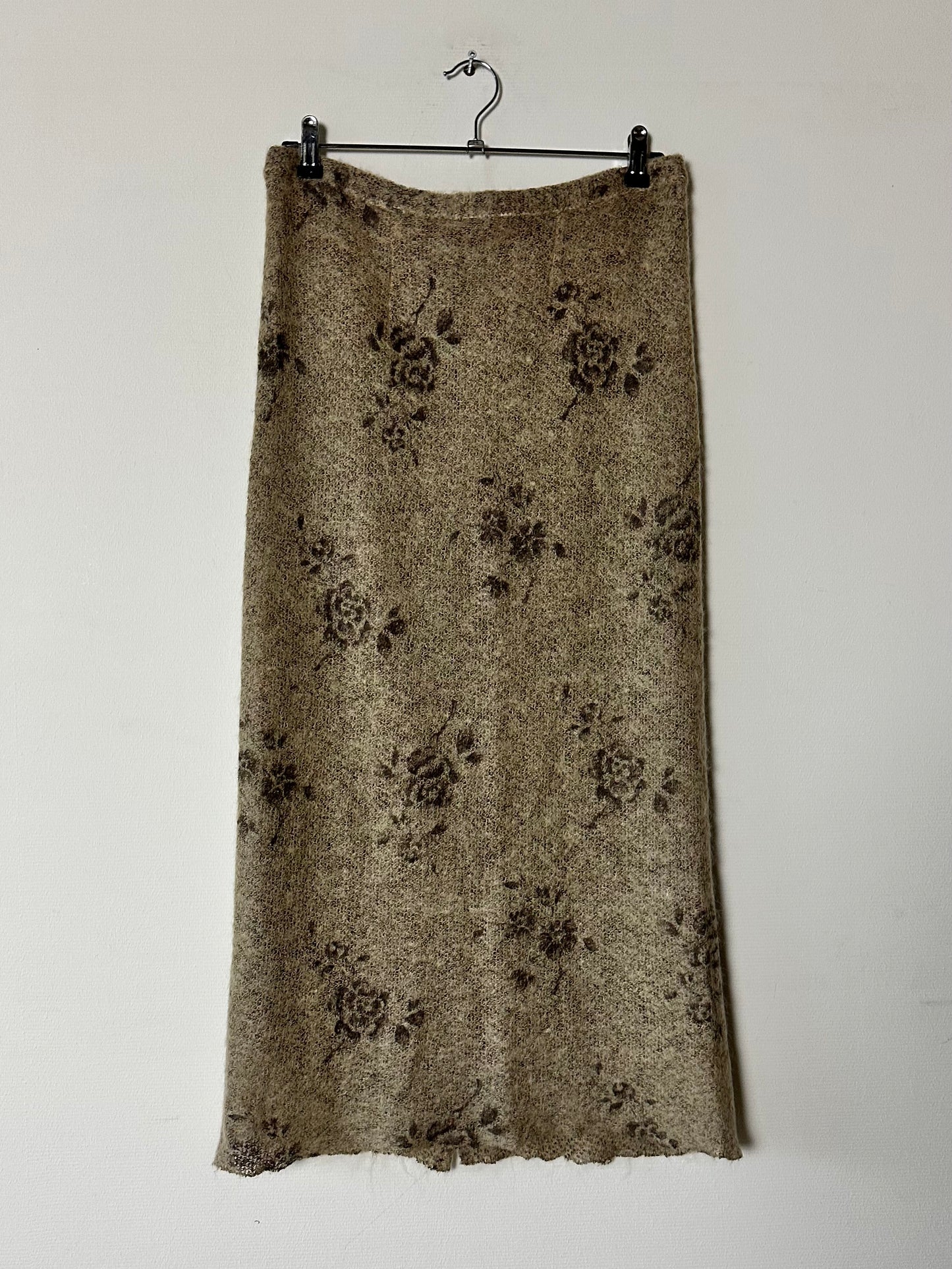 Long mohair skirt | Taupe beige