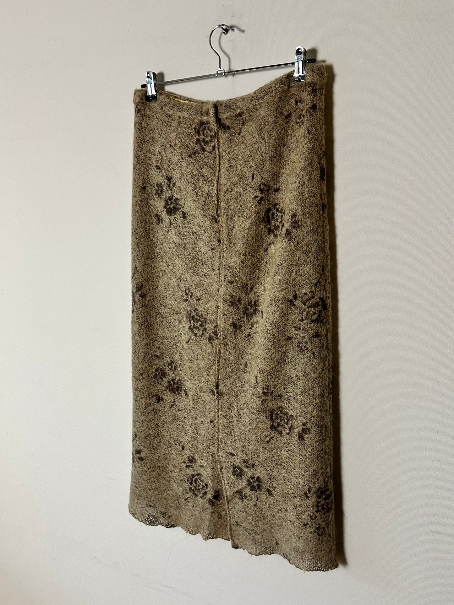 Long mohair skirt | Taupe beige