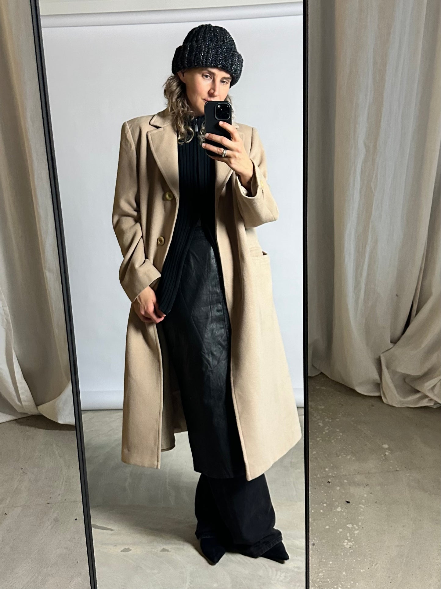 Long wool coat | Soft ecru