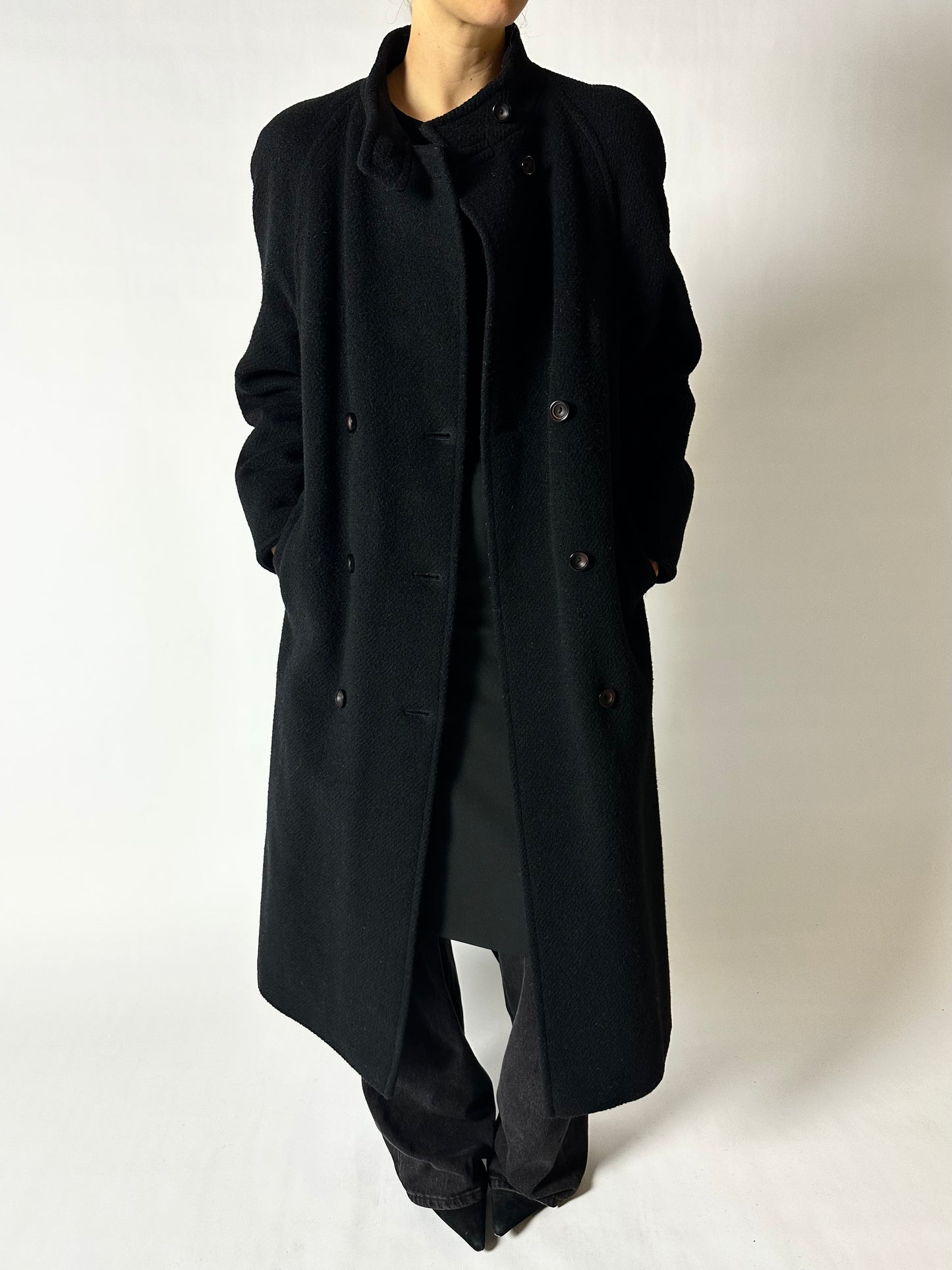 Belted coat wool | Black