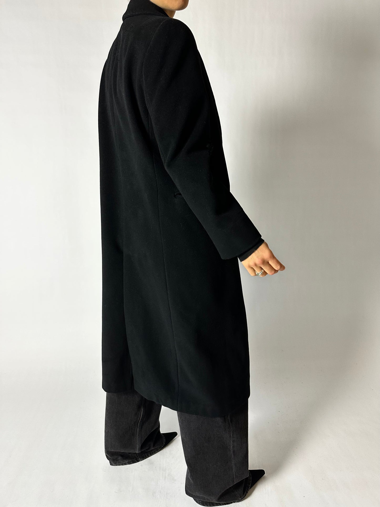 Double breasted wool coat | Black