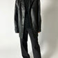 Leather minimalist coat | Black