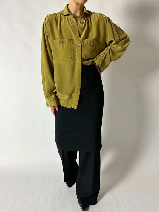 Silk blouse | Olive green