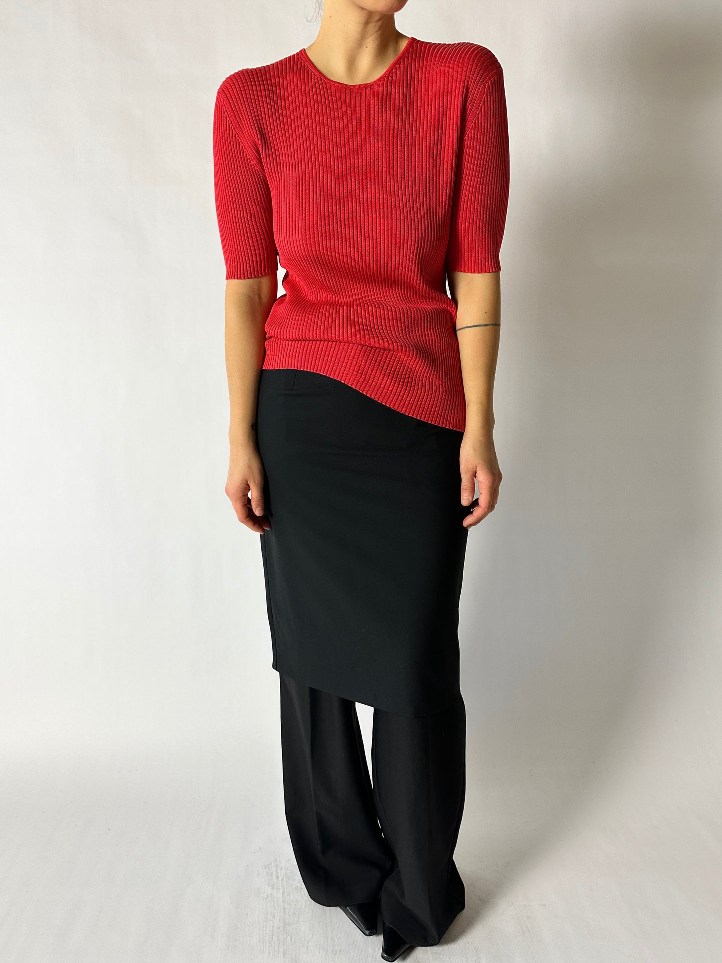 Silk rib top | Bright red