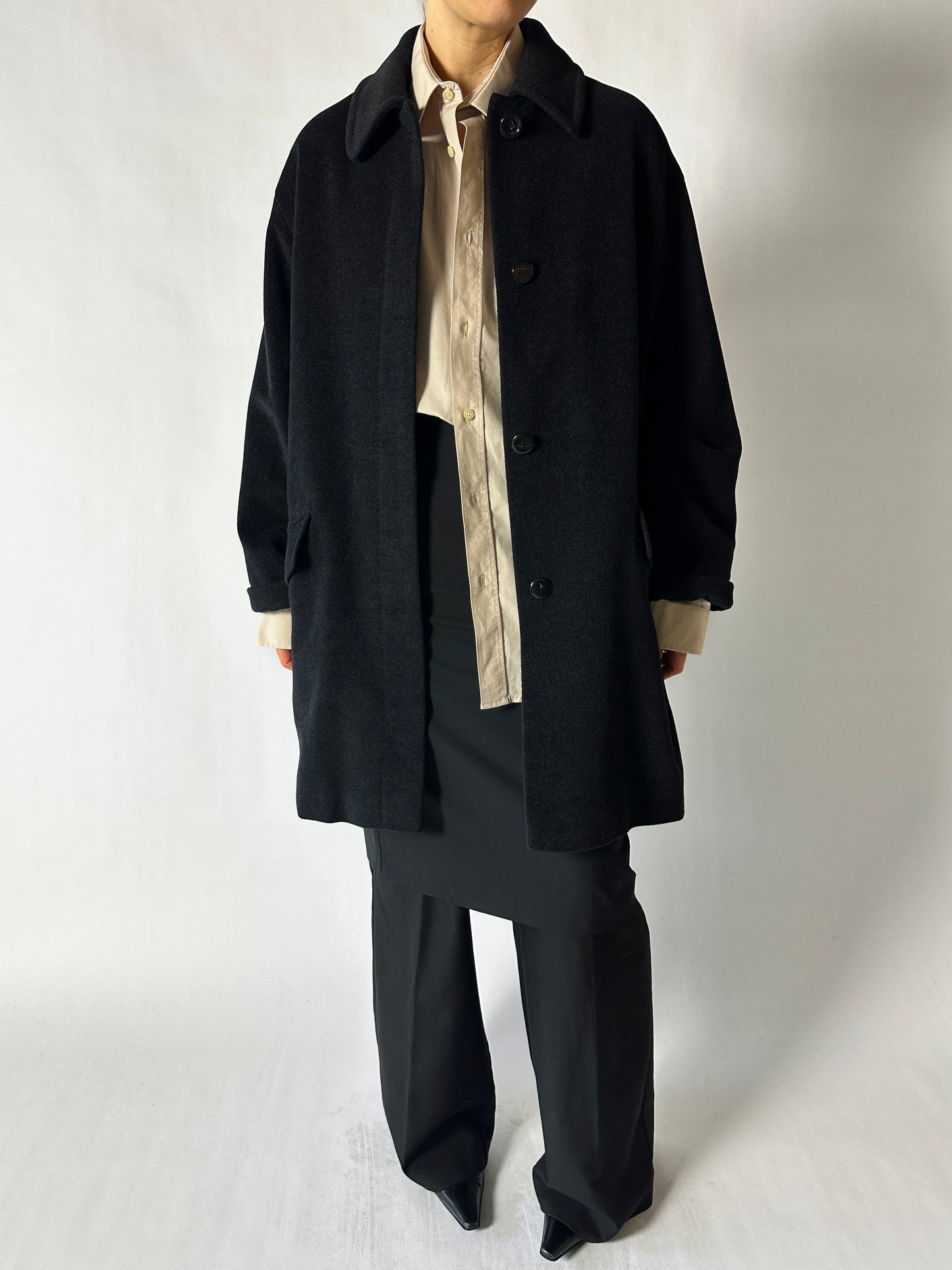 Wool Angora coat | Black