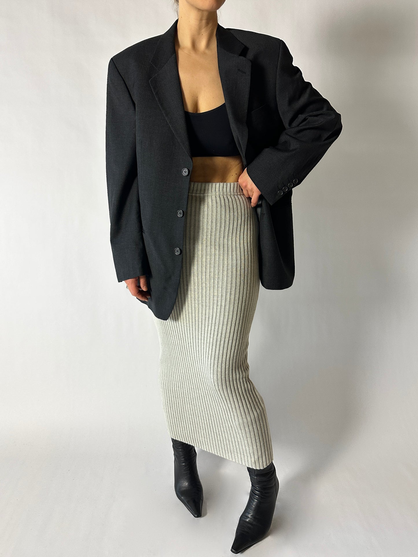 Tricot skirt | Stone grey