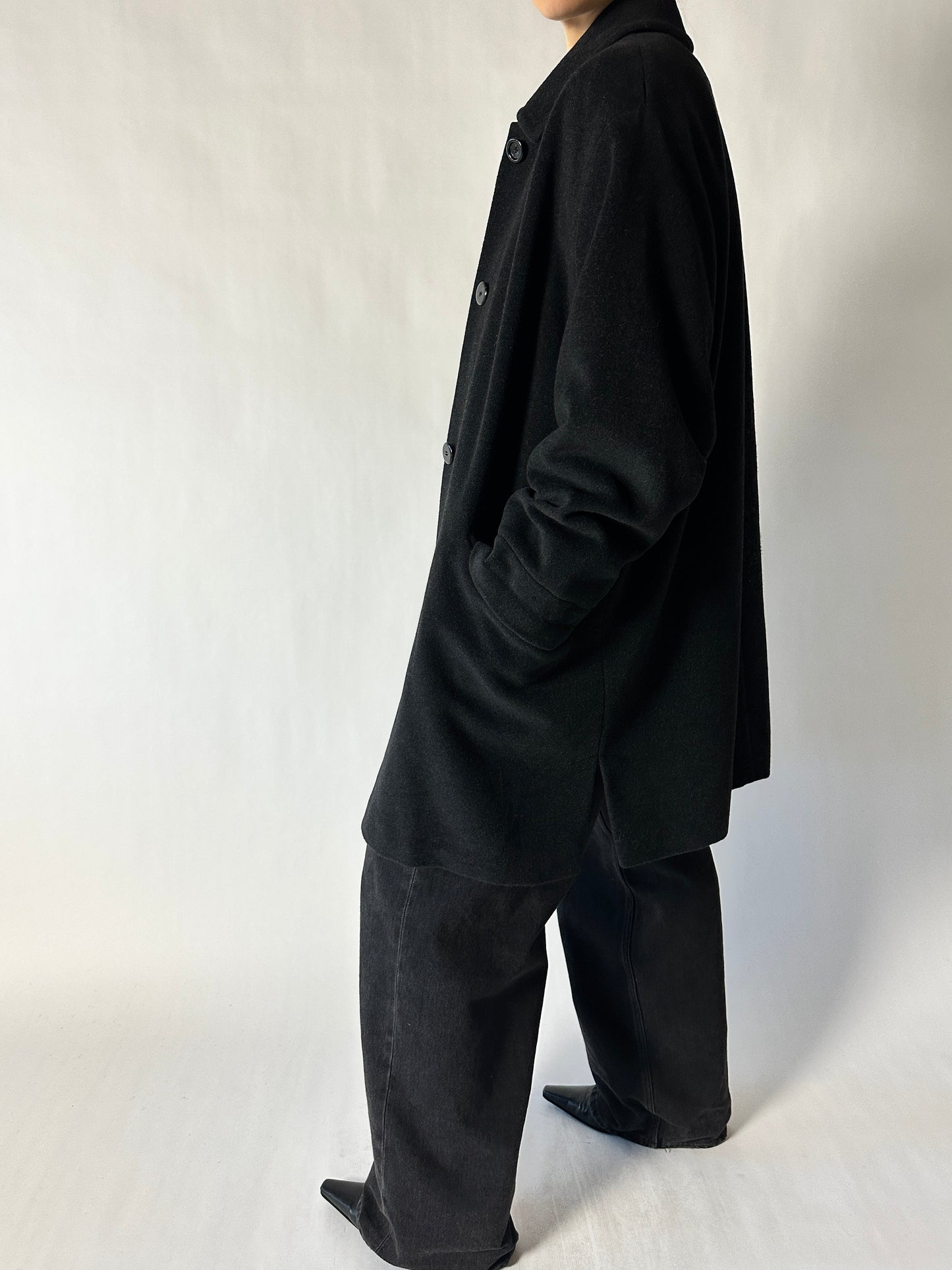 Wool Angora coat | Black