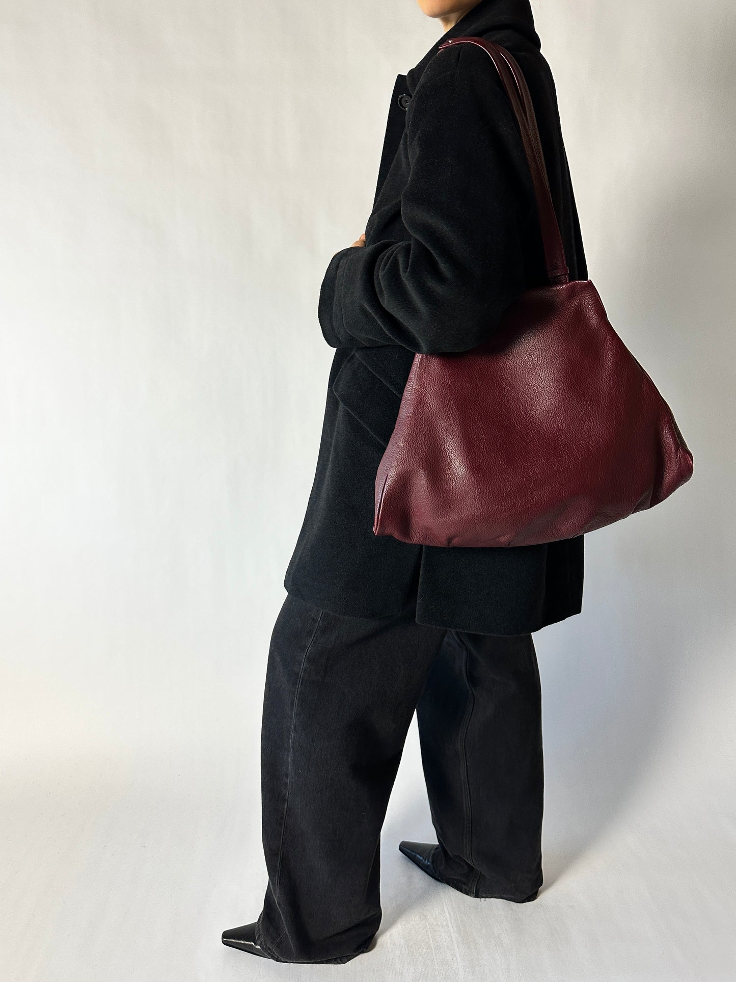 Leather tote bag | Bordeaux