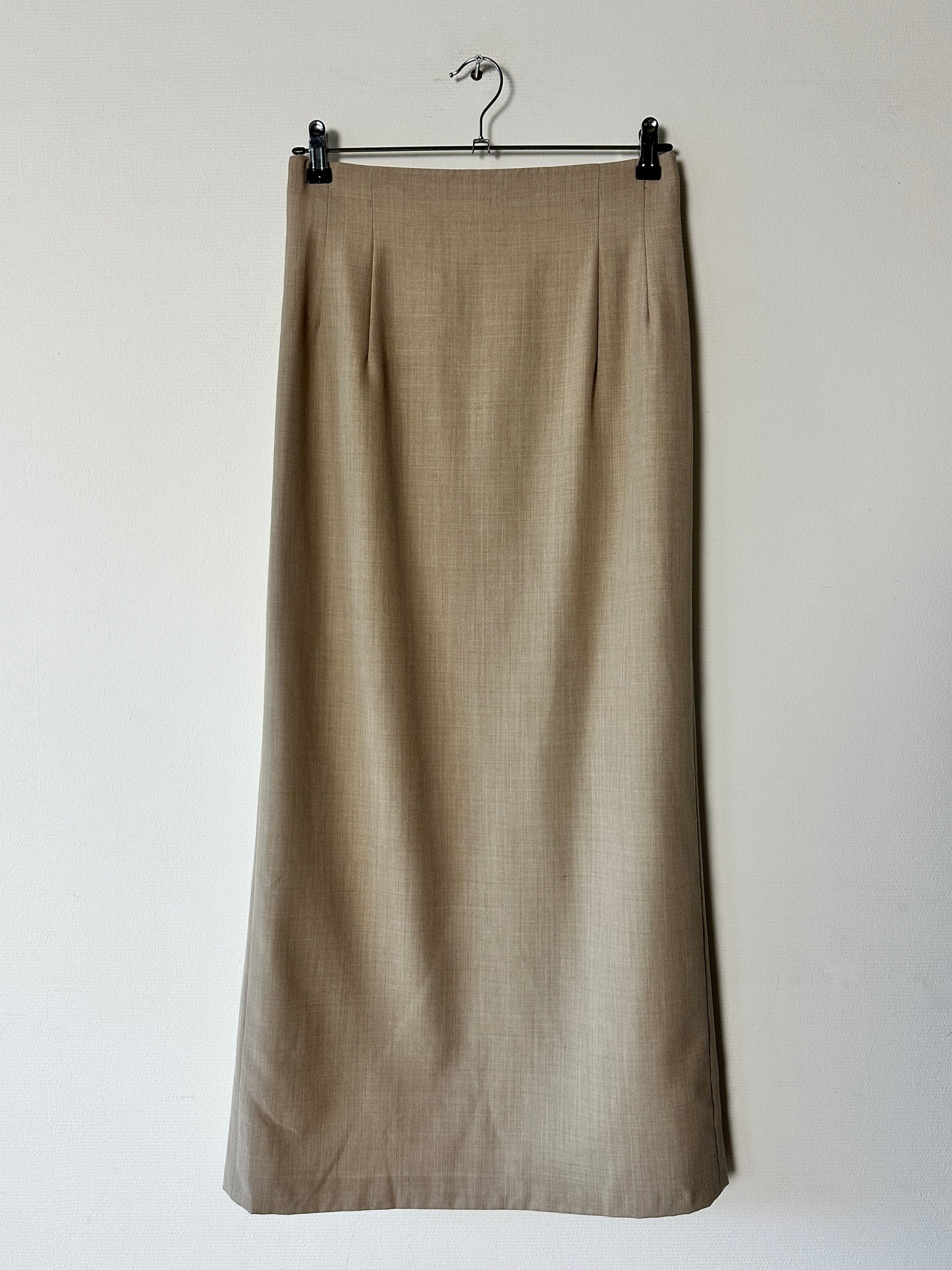 Long wool blend skirt | Ecru