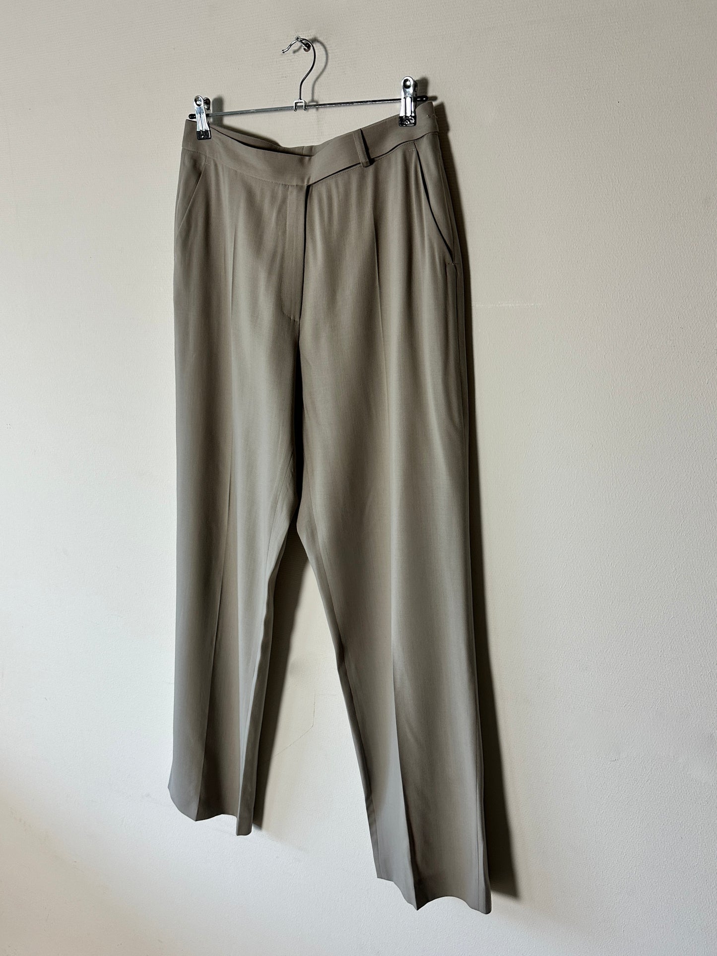 Wool wide leg pantalon | Stone grey