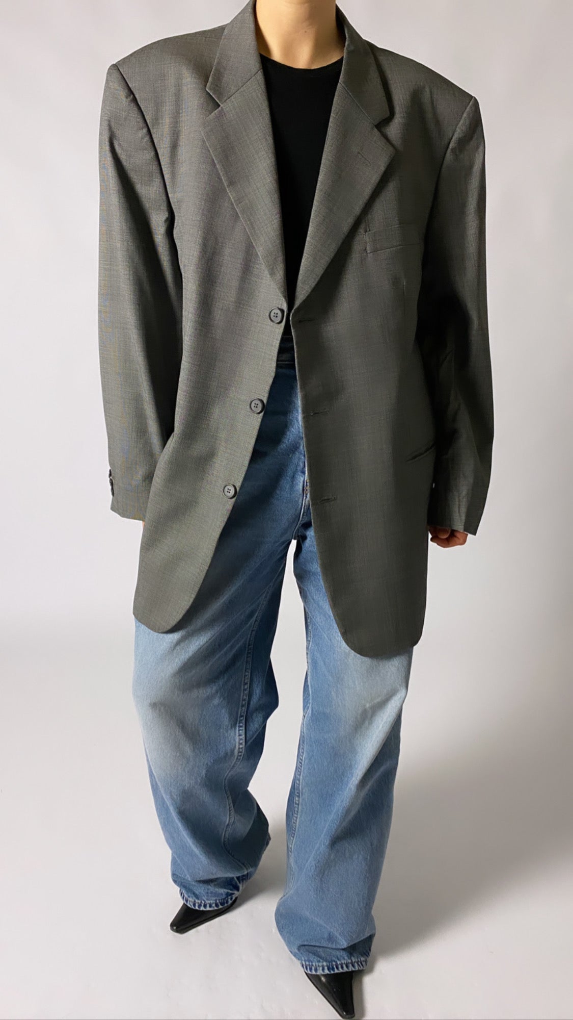 The woven blazer dark grey