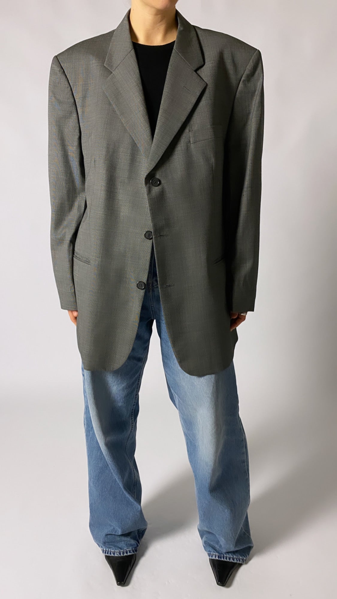 The woven blazer dark grey